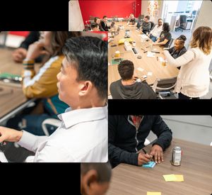 A collage of photos showing participants working in one of TACO's learning programs.